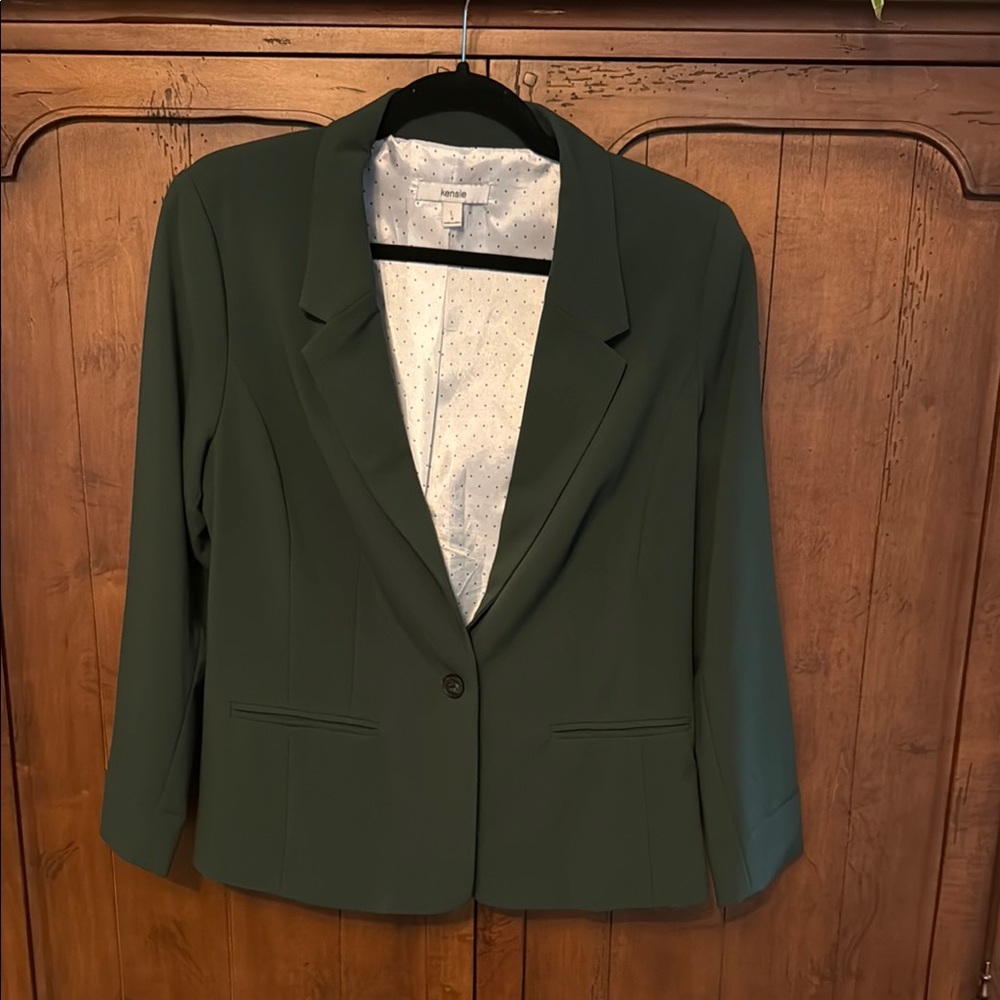 Kensie Green Structured Blazer with Notched Lapels